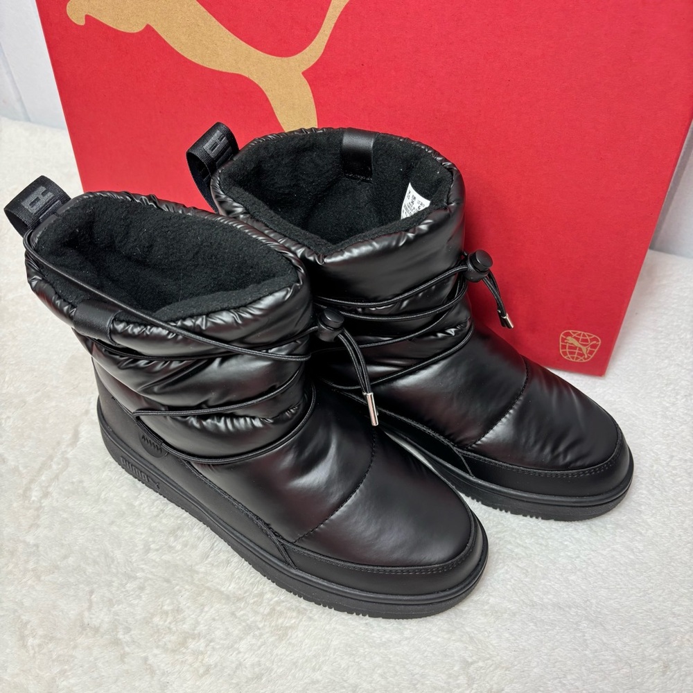 PUMA Sleek Black‎ Winter Snow Boots Size 6 NEW